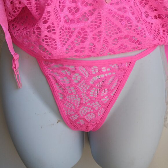 Dream Girl Hot Pink Garter/Slip with Thong Panty Never Worn Display  Sz Med - Picture 5 of 9